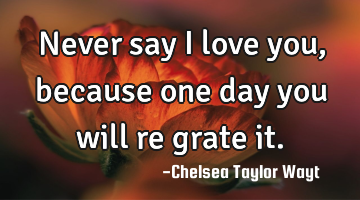 never say I love you, because one day you will re grate it.