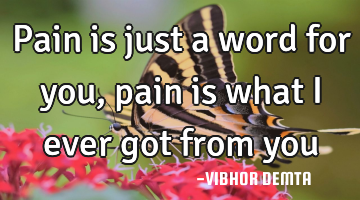 pain is just a word for you, pain is what I ever got from you