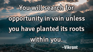 You will search for opportunity in vain unless you have planted its roots within you.