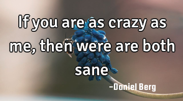 If you are as crazy as me, then were are both sane