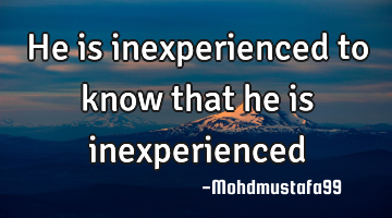 He is inexperienced to know that he is inexperienced