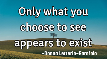 Only what you choose to see appears to exist
